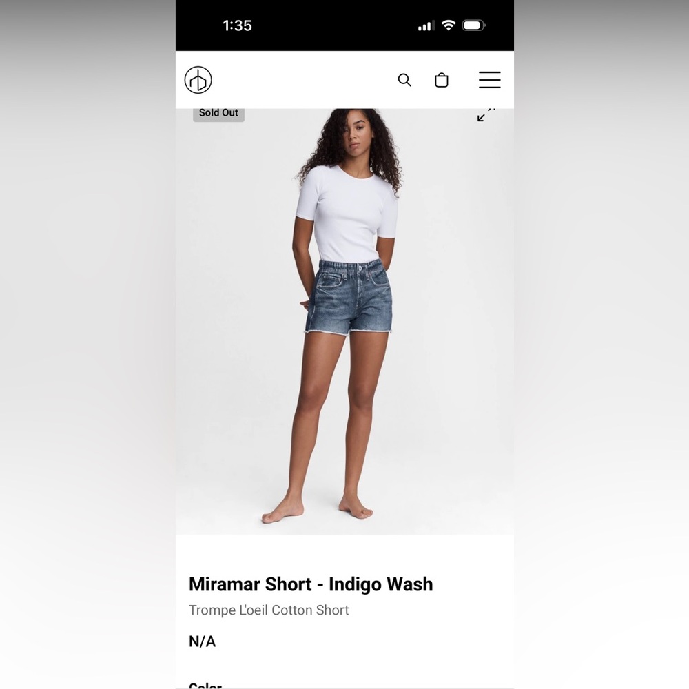 Rag and Bone Miramar dark denim shorts, size Large